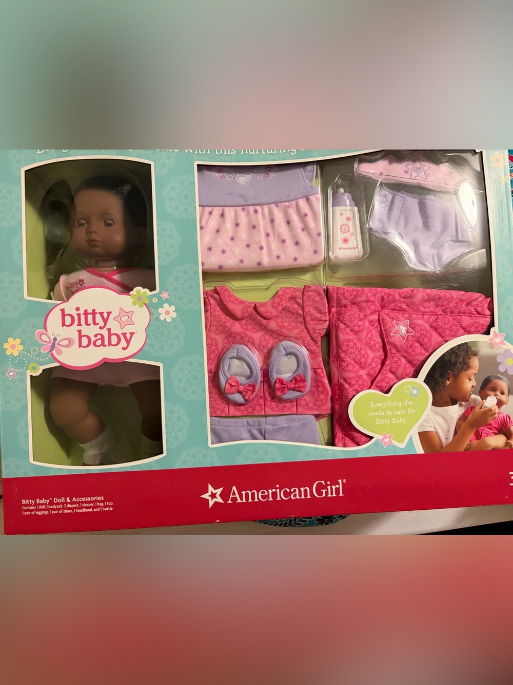 American Girl Bitty Baby Pink & Purple Outfit and Accessory Set BB1